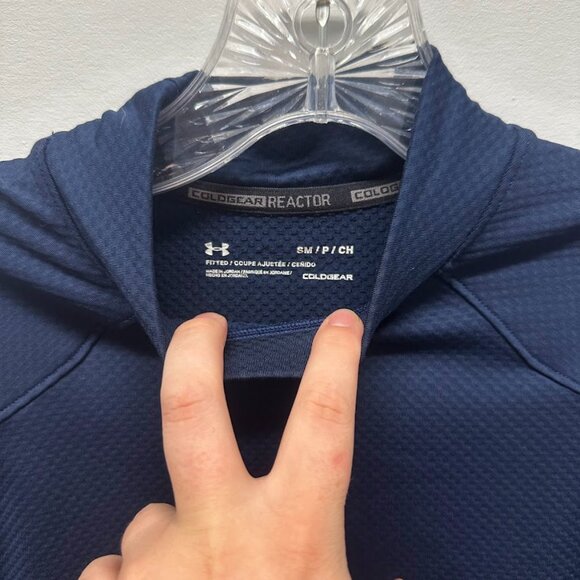 Under Armour ColdGear Reactor Fitted Long Sleeve Shirt | Navy Size Small - Picture 4 of 6